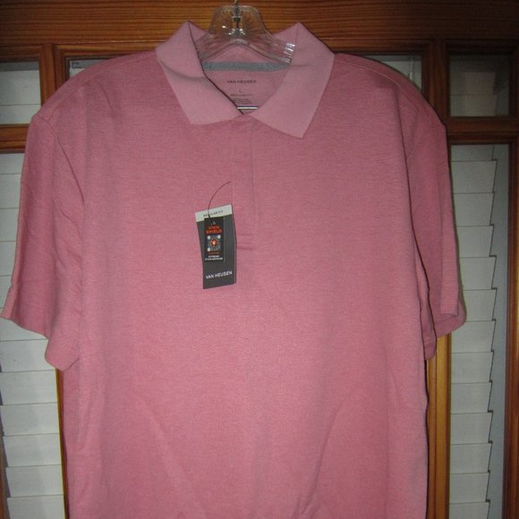 Van Heusen Polo Shirt Men's Regular Fit Stain Shield NEW Red - Picture 2 of 5